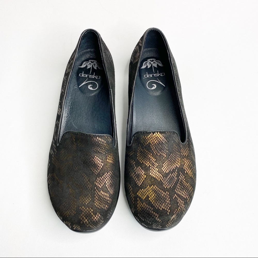 Dansko Olivia Snake Print Slip On Shoe Gold Black Size 8.5-9 - Picture 3 of 11